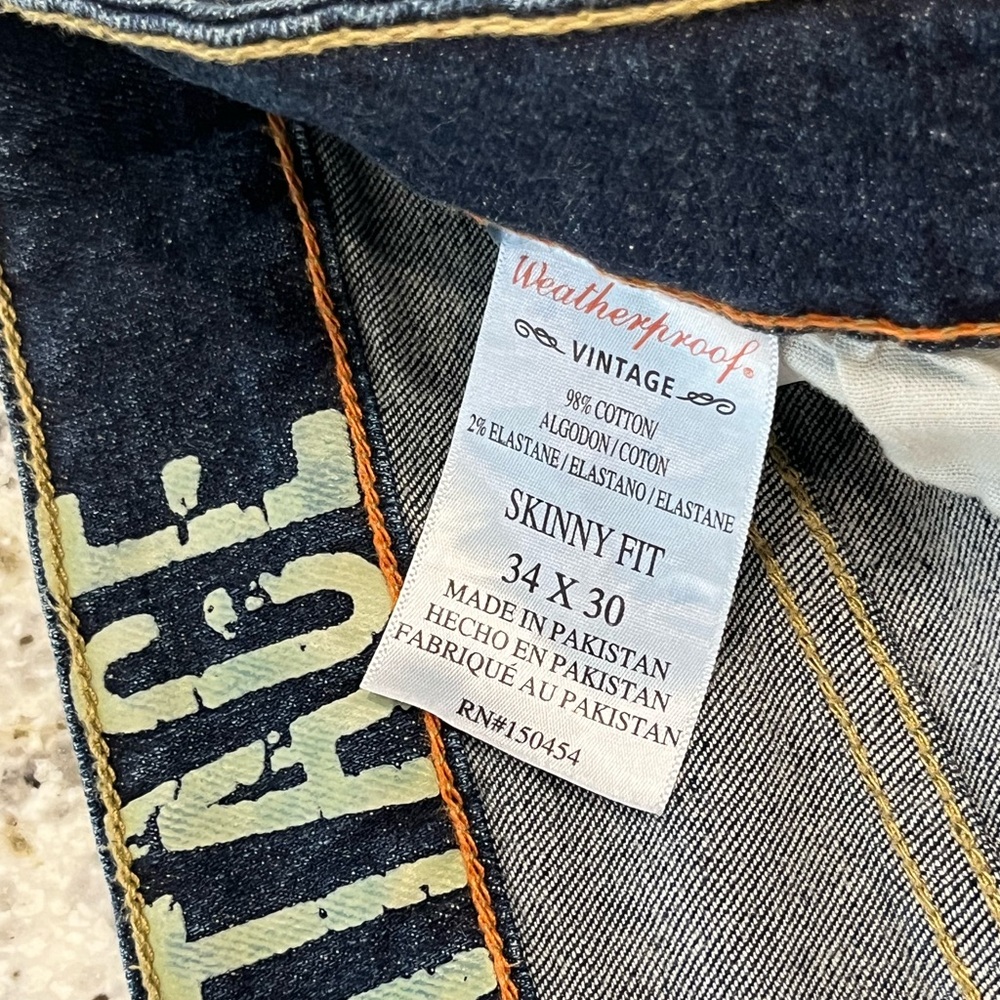Weatherproof Vintage Men’s Skinny Fit Jeans 34W 30L Blue Wash - Picture 5 of 10
